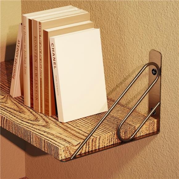 Wood Corner Floating Shelves Set of 4, Wall Mounted Shelves  Rustic Brown - Picture 7 of 7